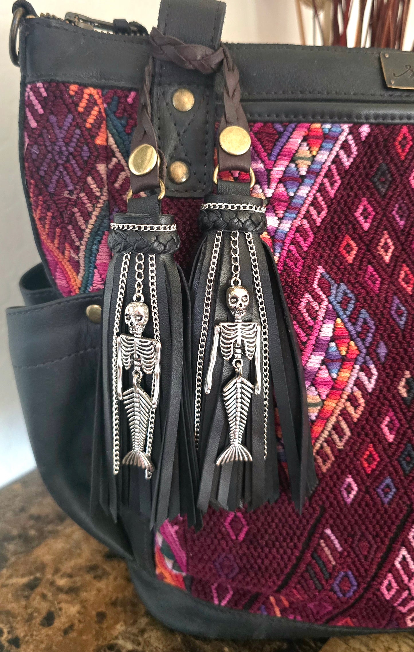 Chained Mermaid Skeleton Leather Tassels