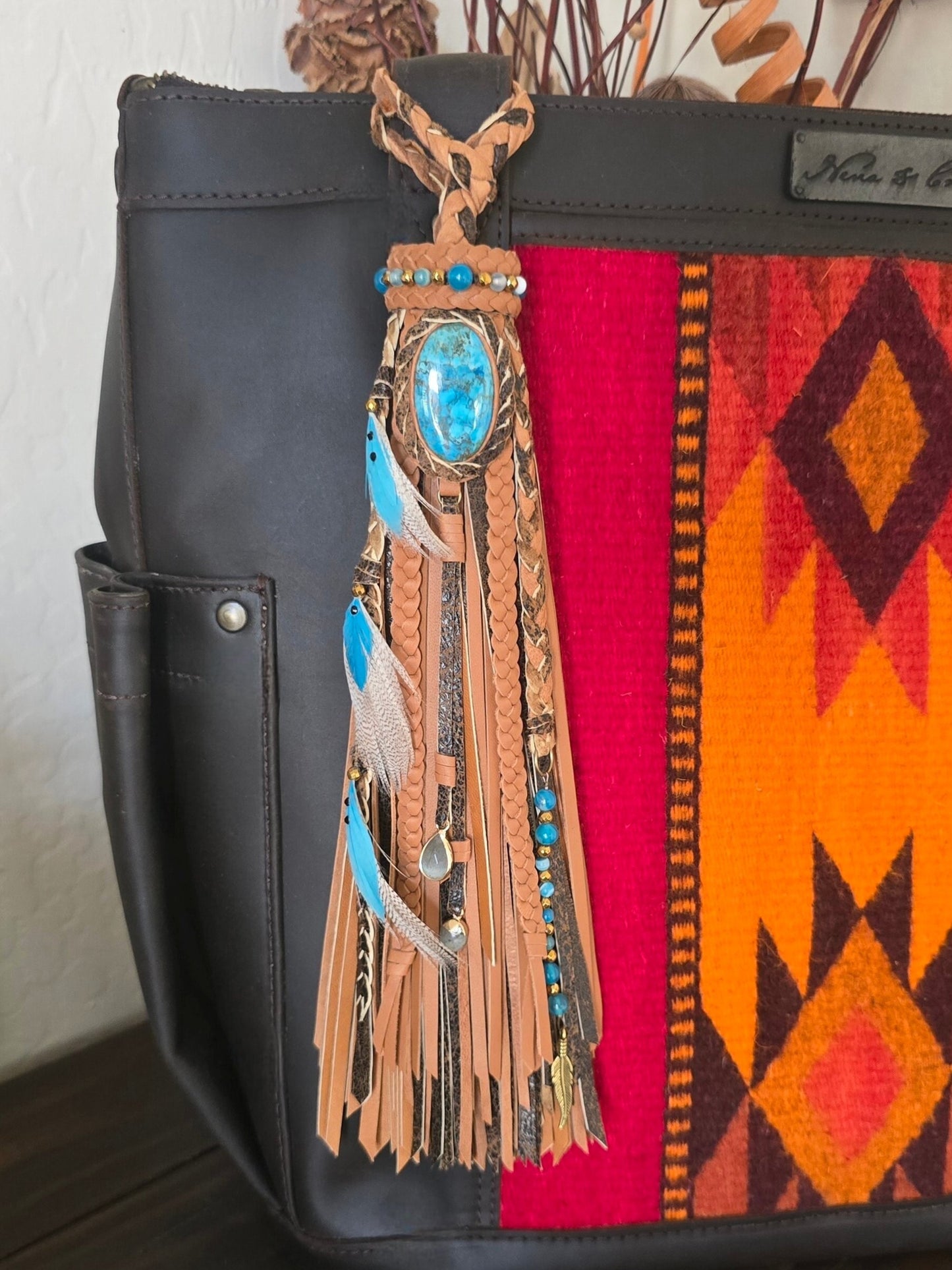 10" Turquoise Trail Leather Tassel