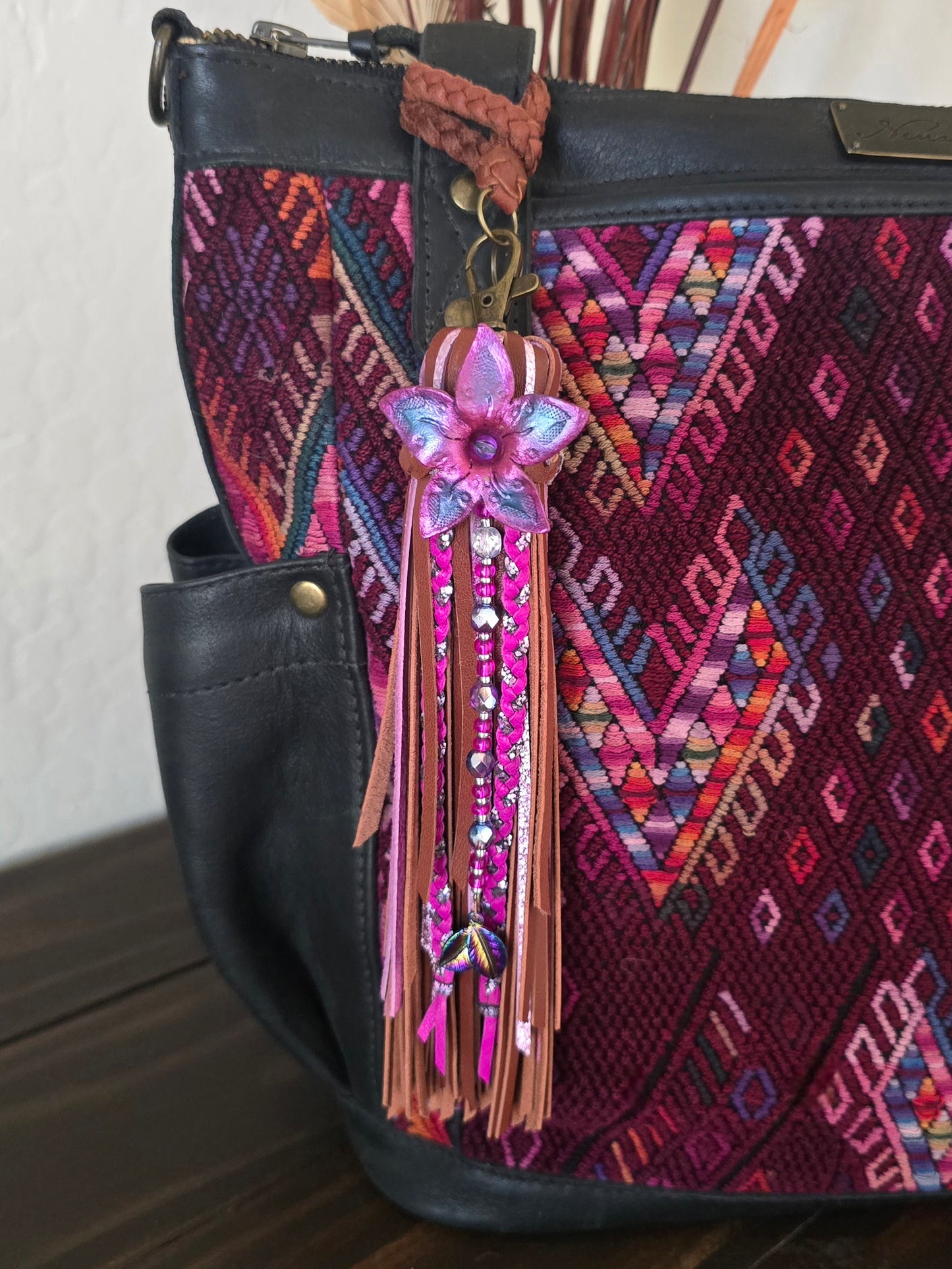 7" Electric Garden Bloom Leather Tassel