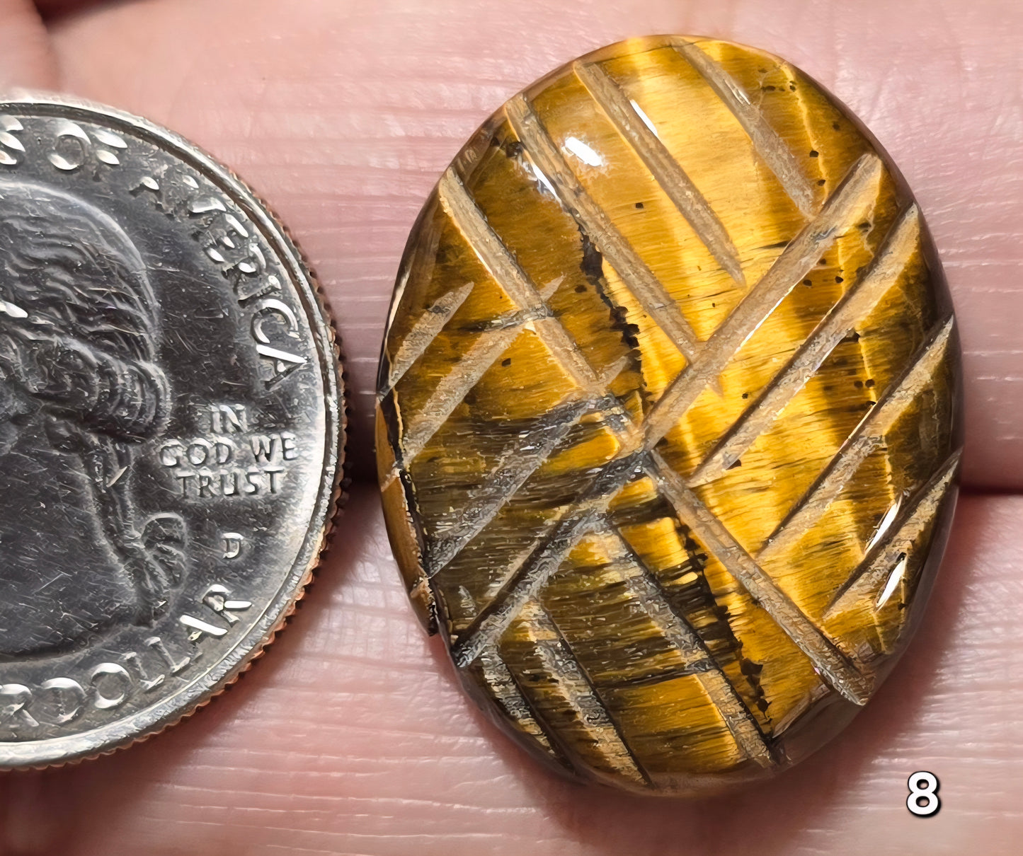 #8 Carved Tiger Eye Cabochon