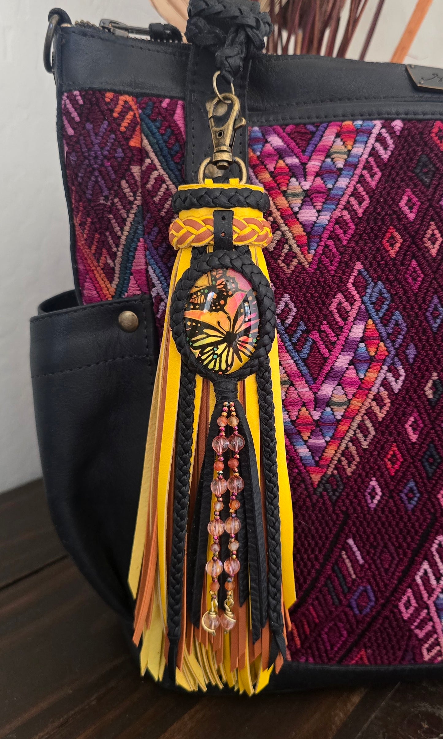 8" Sunfire Monarch Bloom Leather Tassel