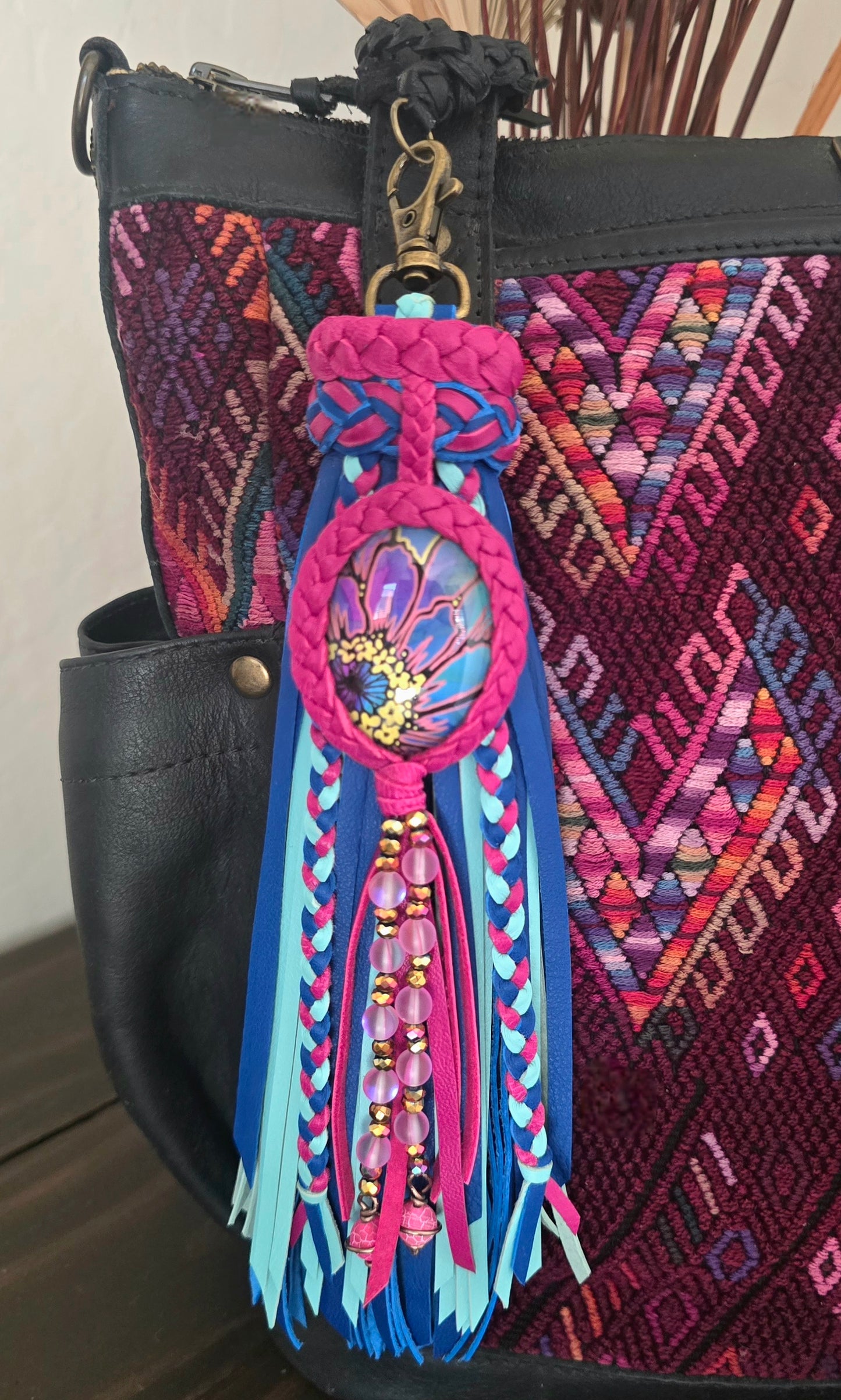 8" Art in Petals Leather Tassel