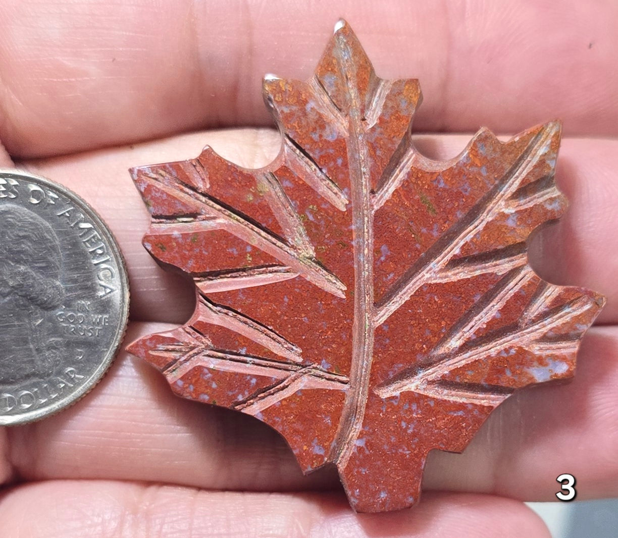 #3 Red Jasper Carved Maple Leaf