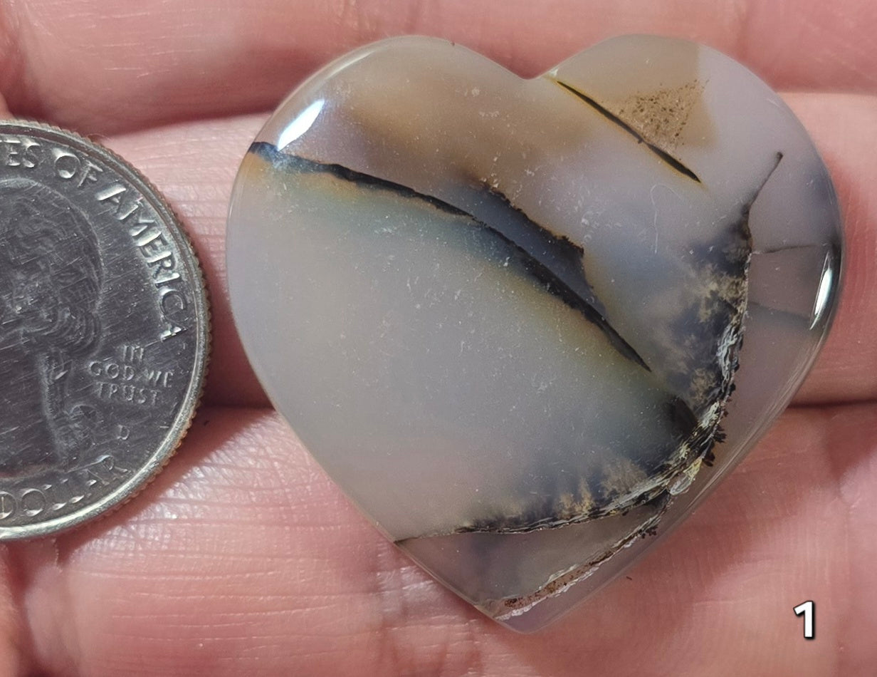 #1 Montana Agate Heart Cabochon