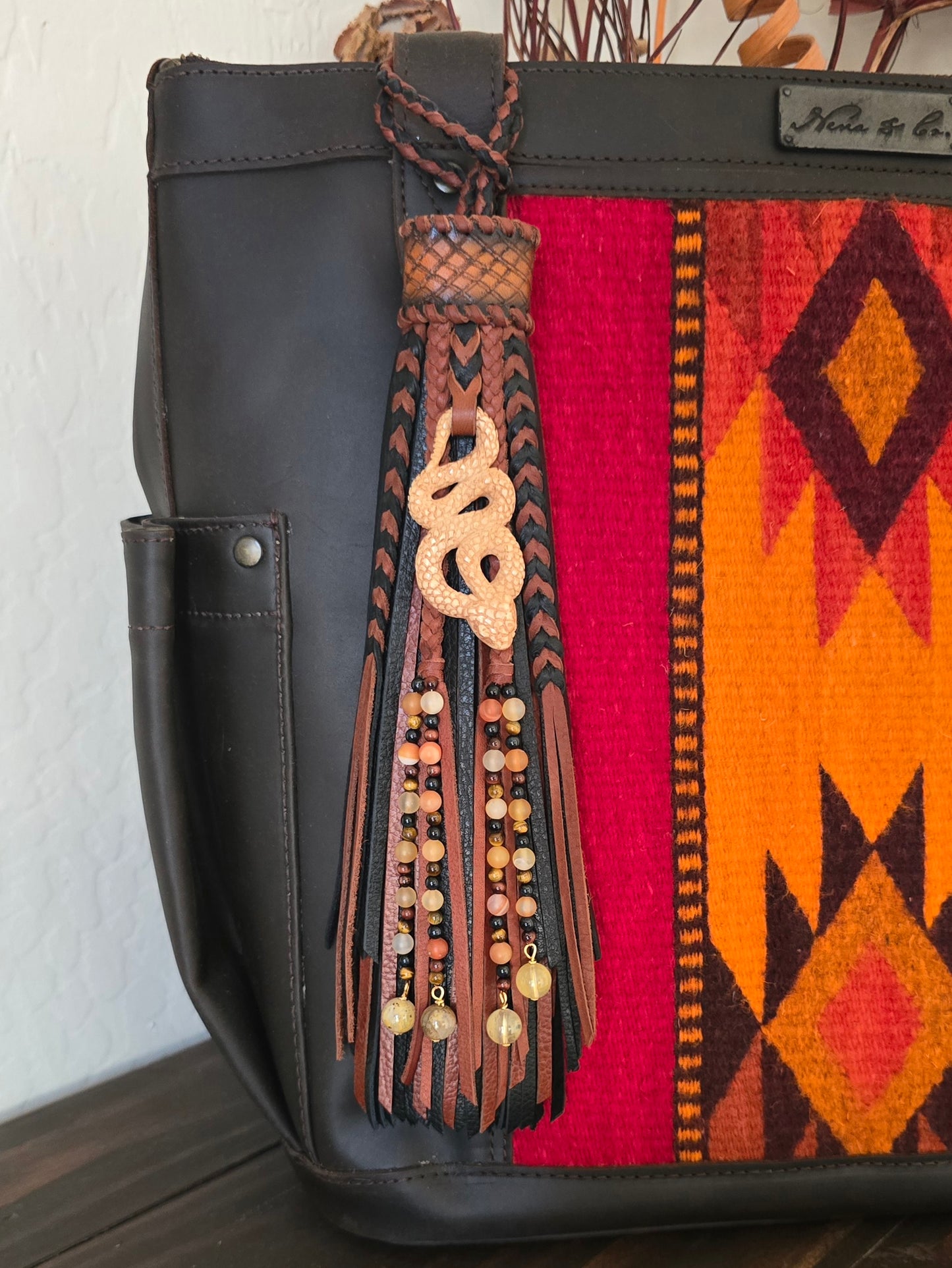 10" Blood, Bone & Stone Leather Tassel