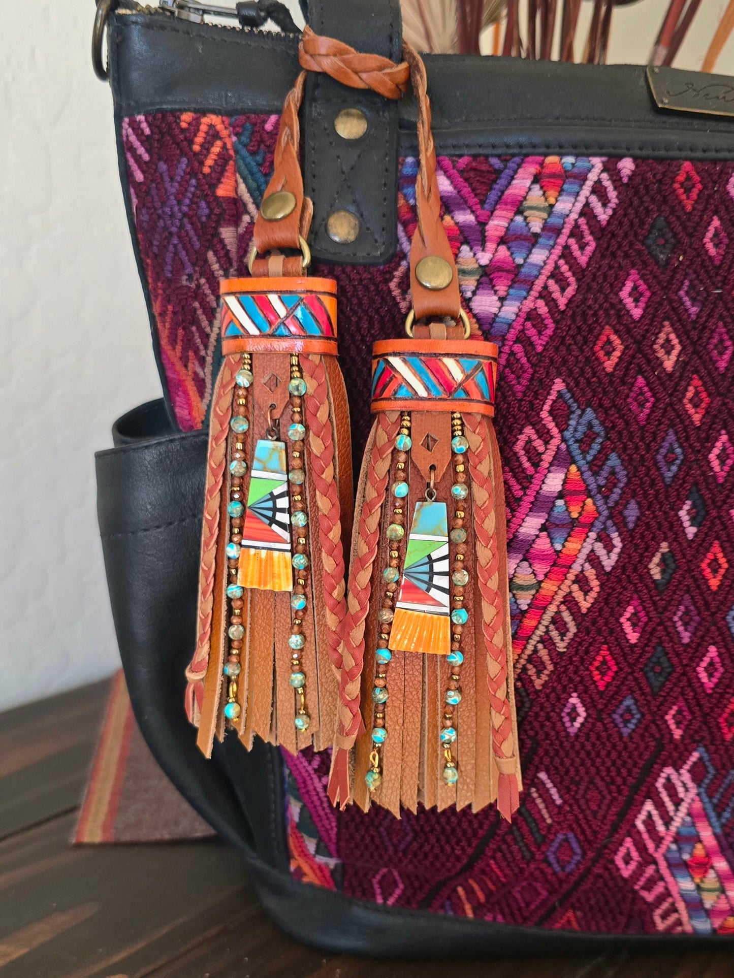 5" Painted Canyon D-ring Leather Tassels