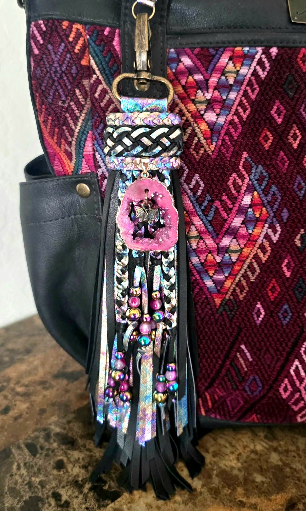 9" Pink Druzy Tassel