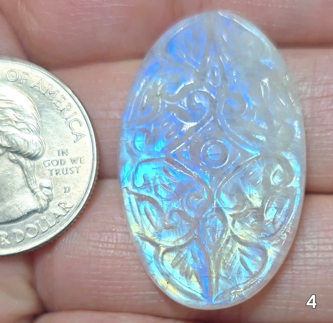 #4 Moonstone Mughal Carving