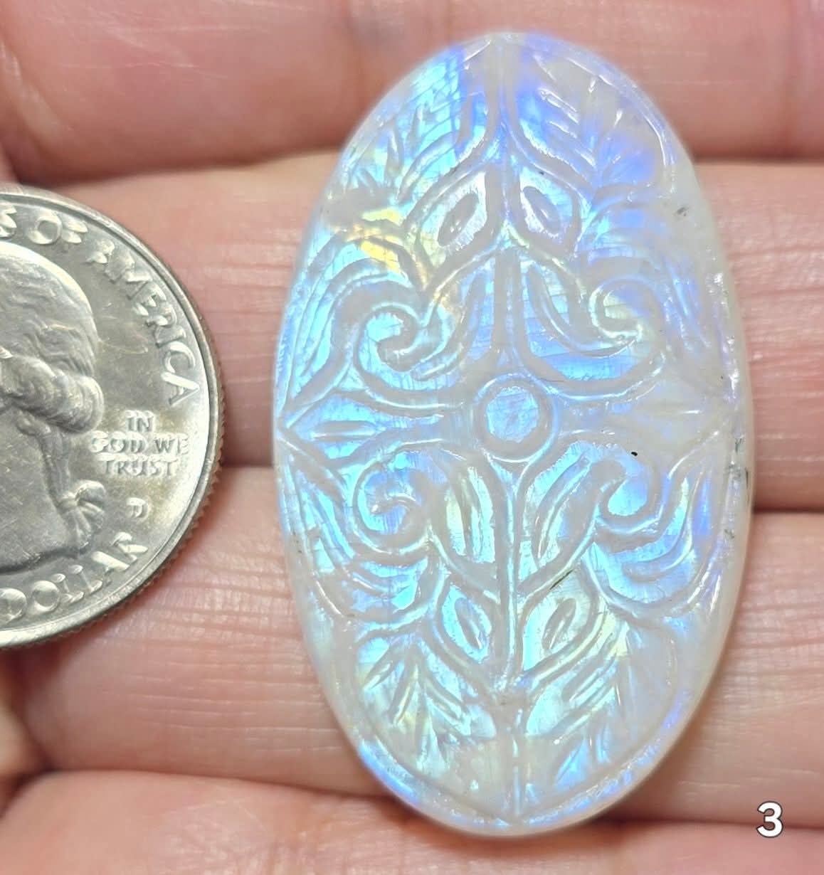 #3 Moonstone Mughal Carving