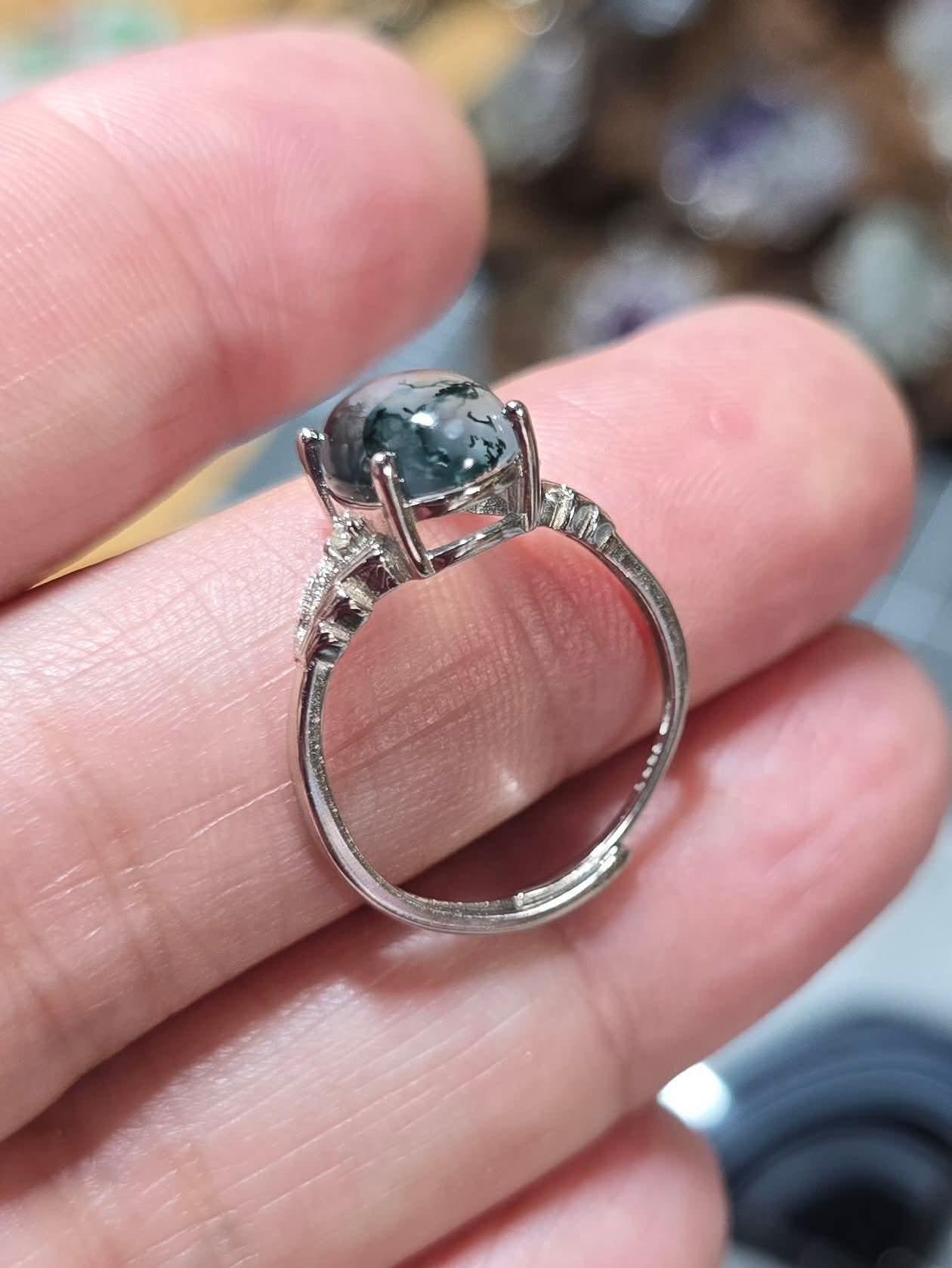 Moss Agate Sterling Silver Ring