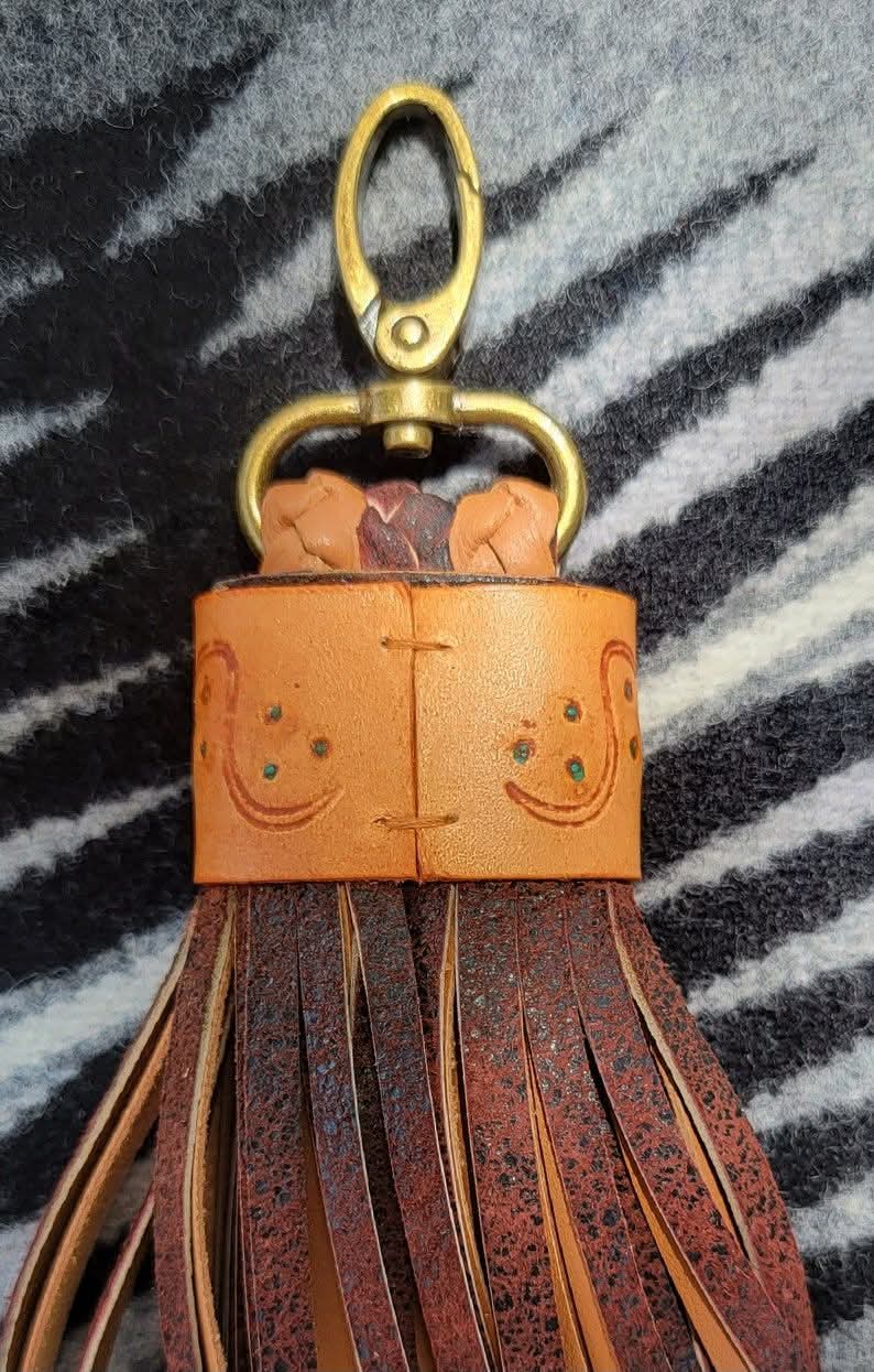 8" Tooled Flower Tassel