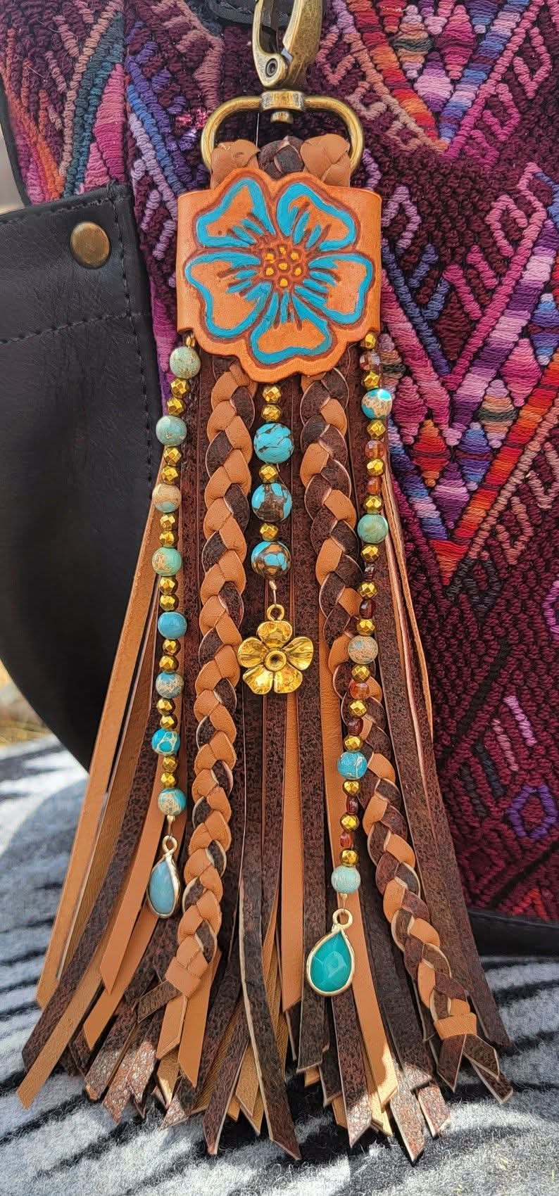8" Tooled Flower Tassel