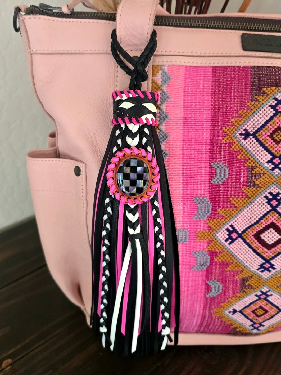 10" Pink Rodeo Rebel Leather Tassel