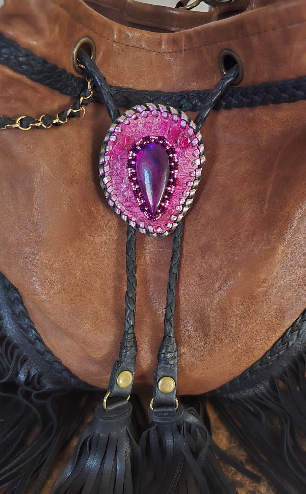 Snakeskin Purple Labradorite Bag Bolo