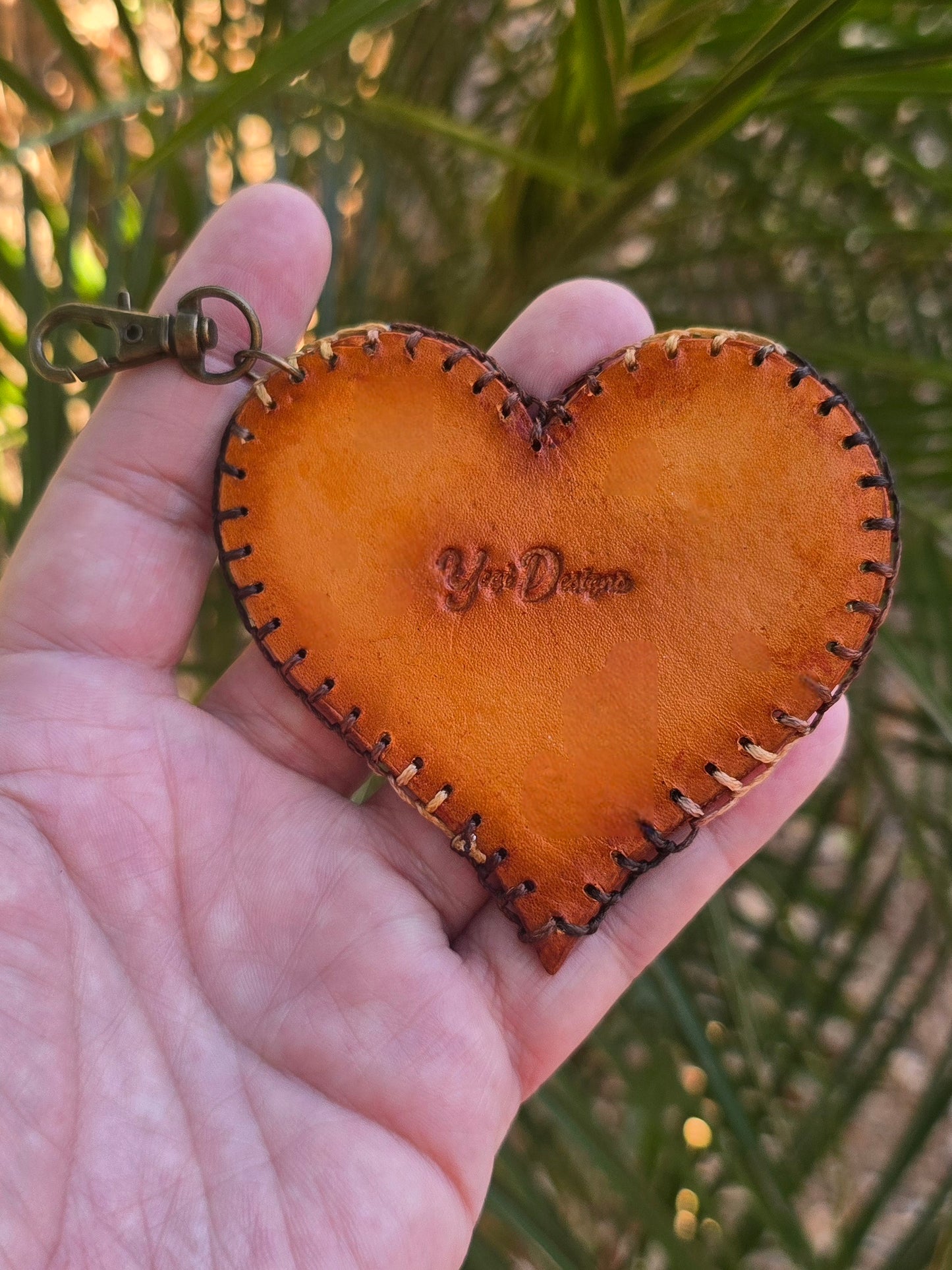 Baja Artisan Fabric Leather Heart Charm