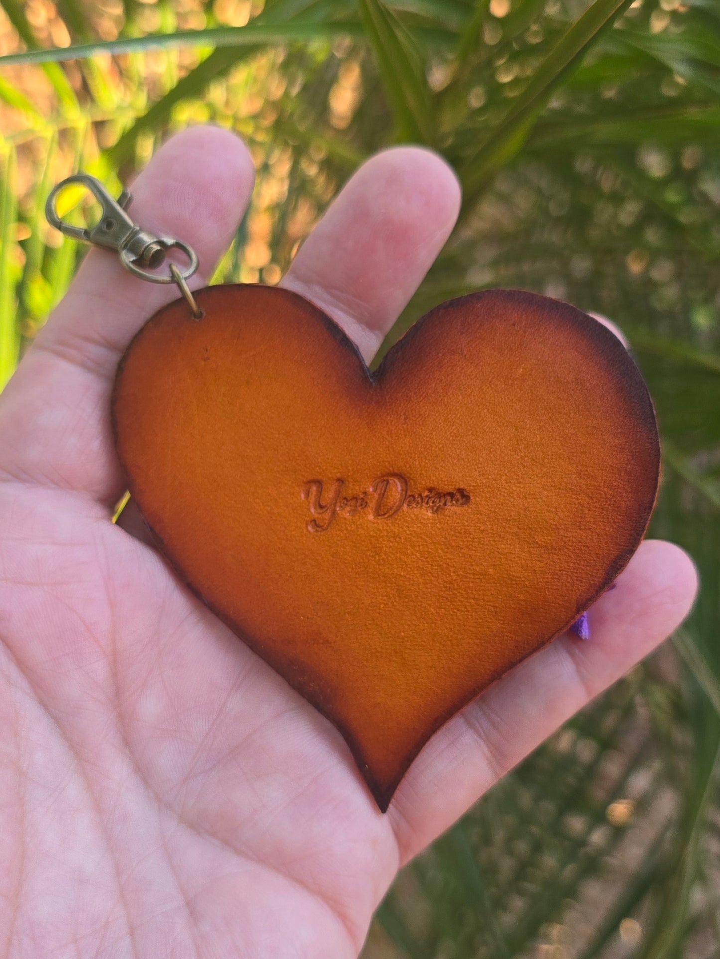 Iris Artisan Fabric Leather Heart Charm