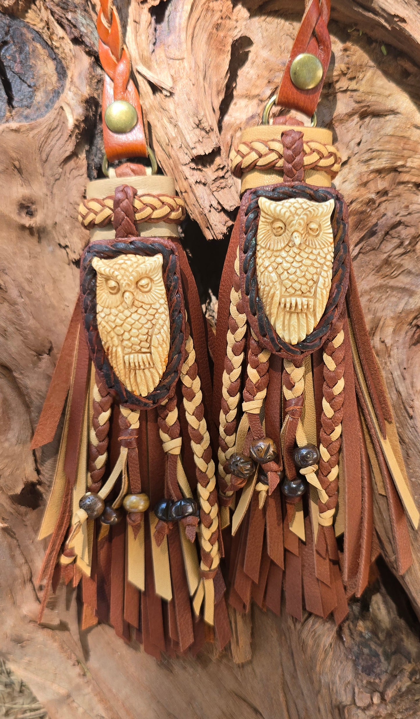Sleepy Owls D-ring Double Tassels
