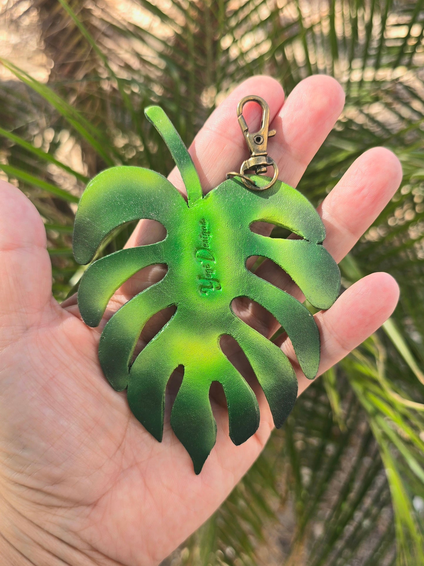 Green Monstera Leather Leaf Charm