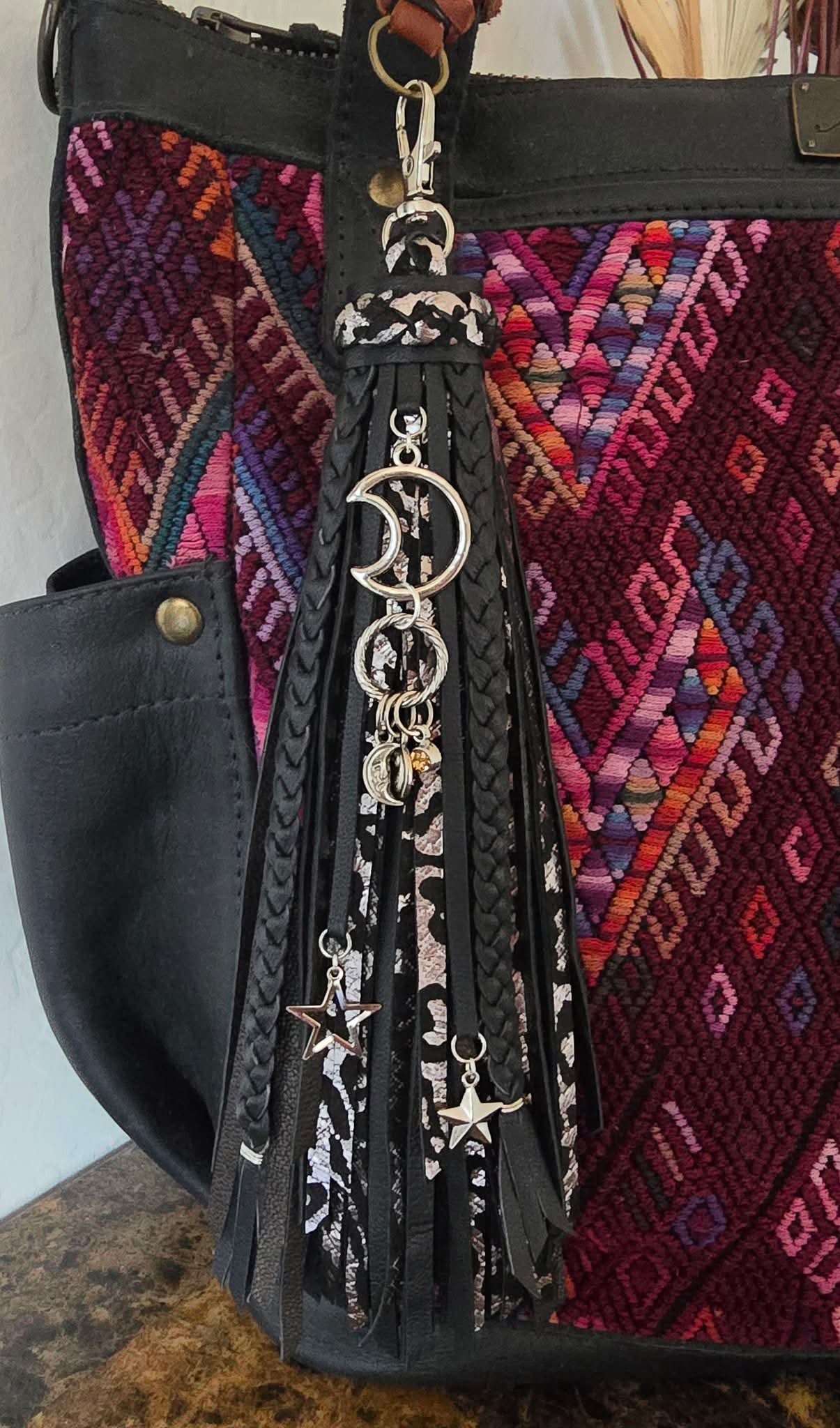 8" Moon & Stars Leather Tassel