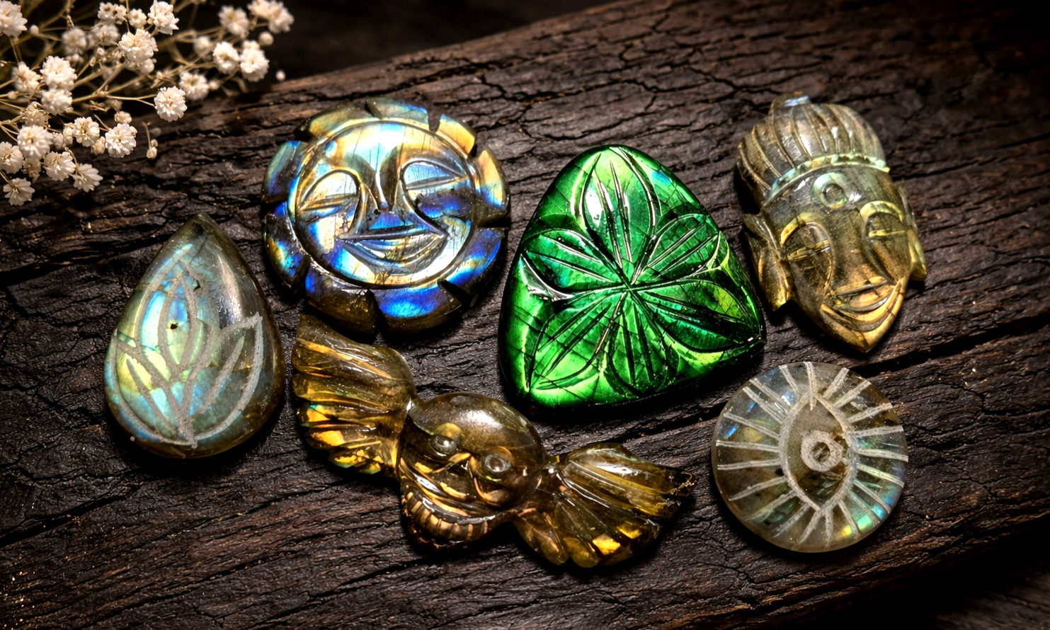 Carved Labradorite Cabochons