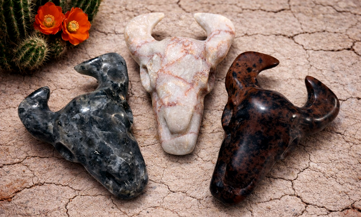 Carved Buffalo Skulls