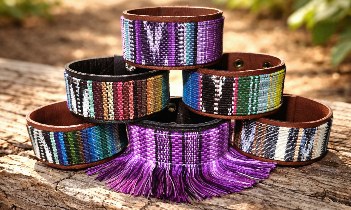 Artisan Fabric Leather Cuffs