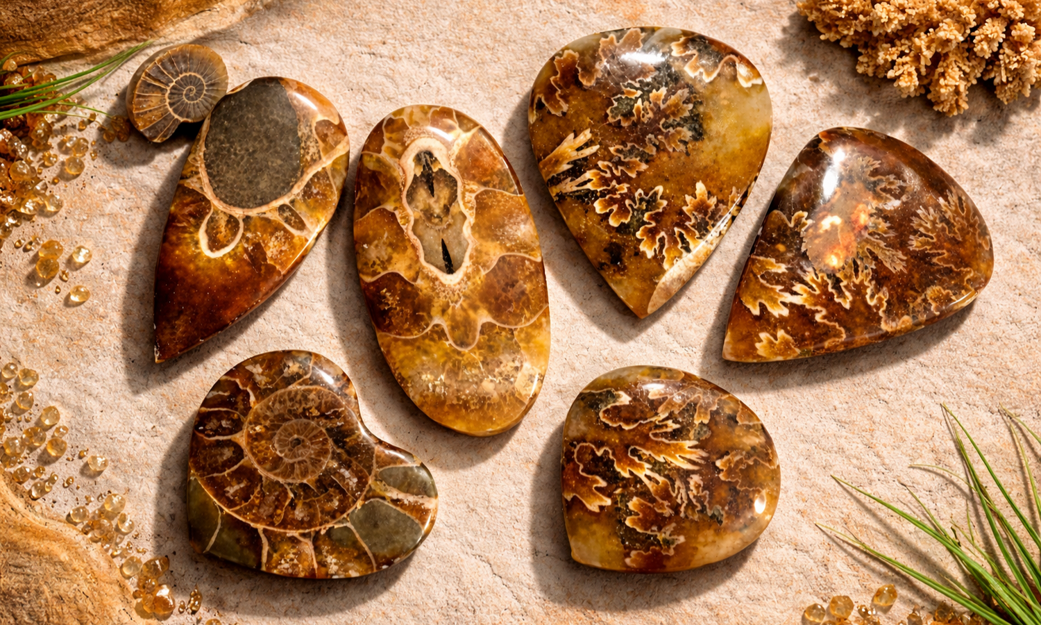 Ammonite Fossil Cabochons