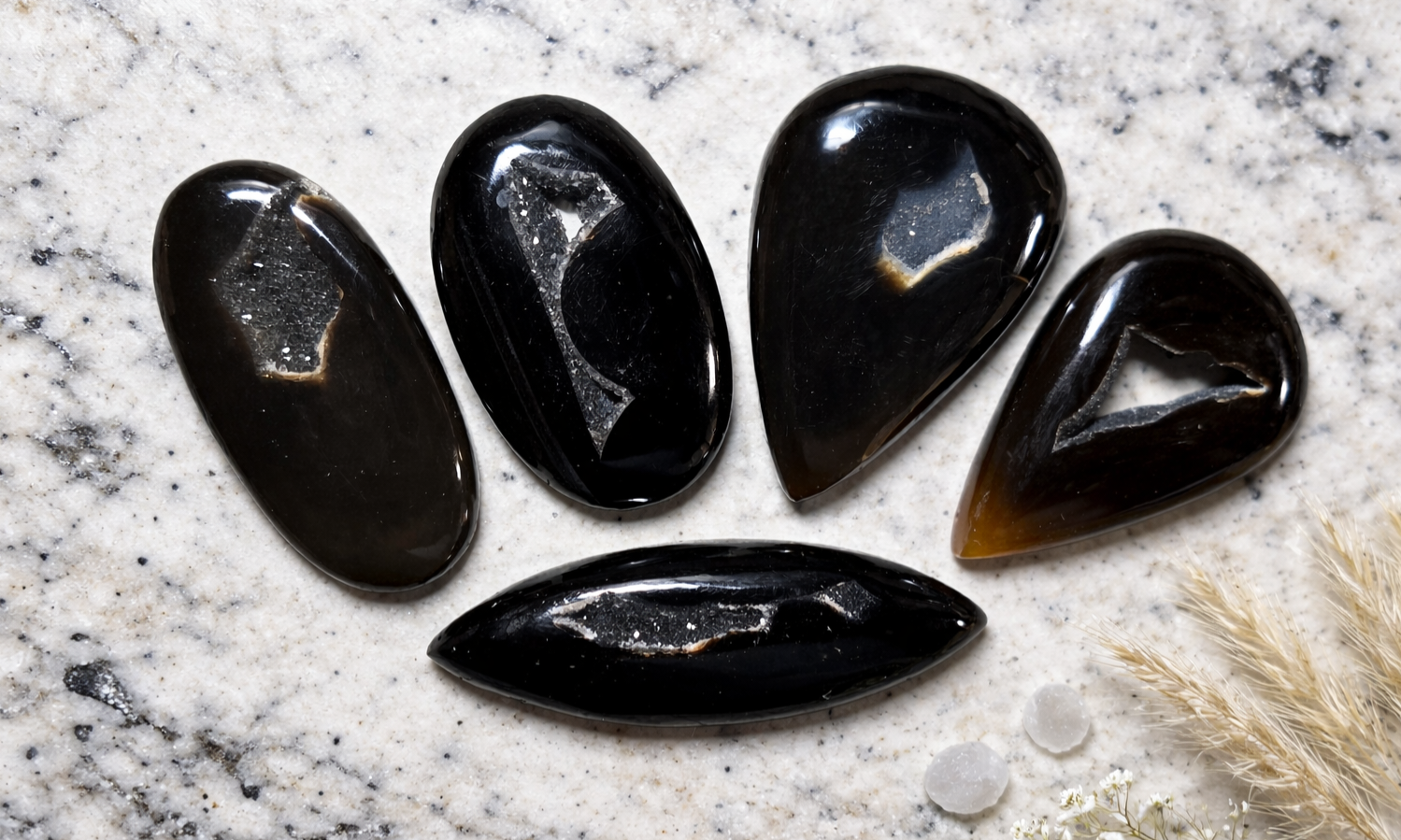 Black Druzy Agate Cabochons