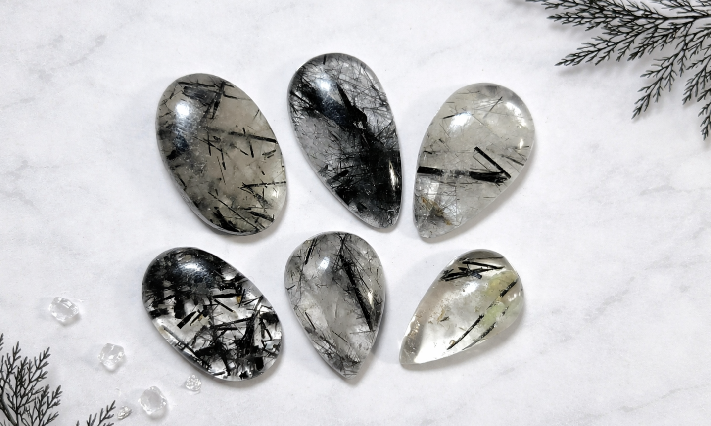 Black Rutilated Quartz Cabochons