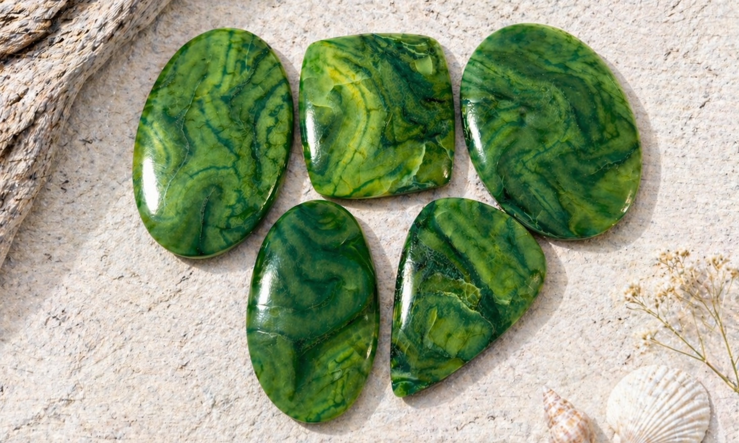 African Paradise Jade Cabochons