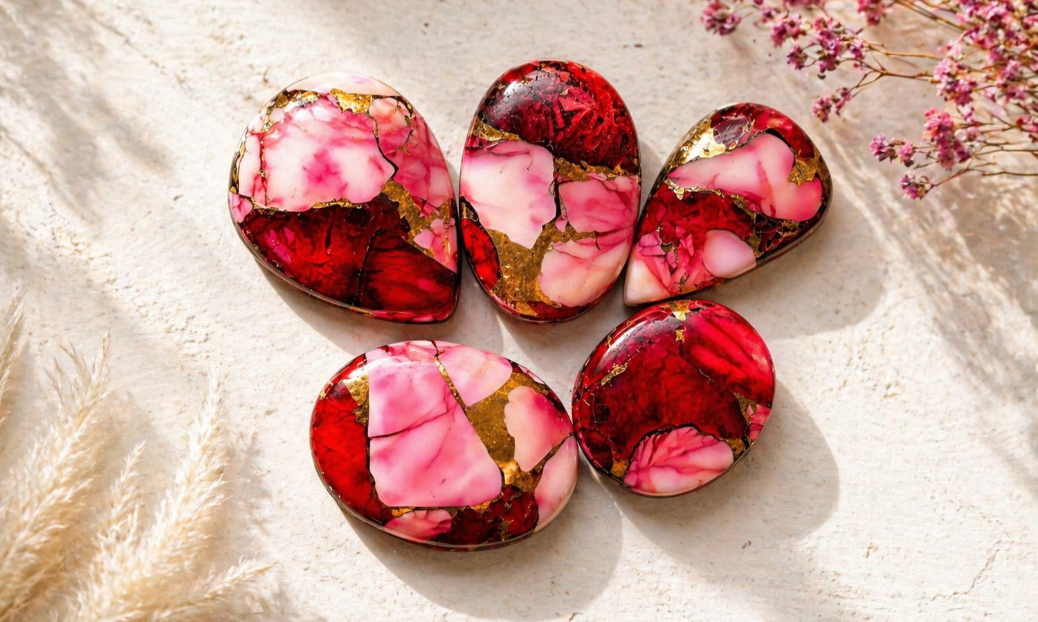 Rose Dahlia Cabochons