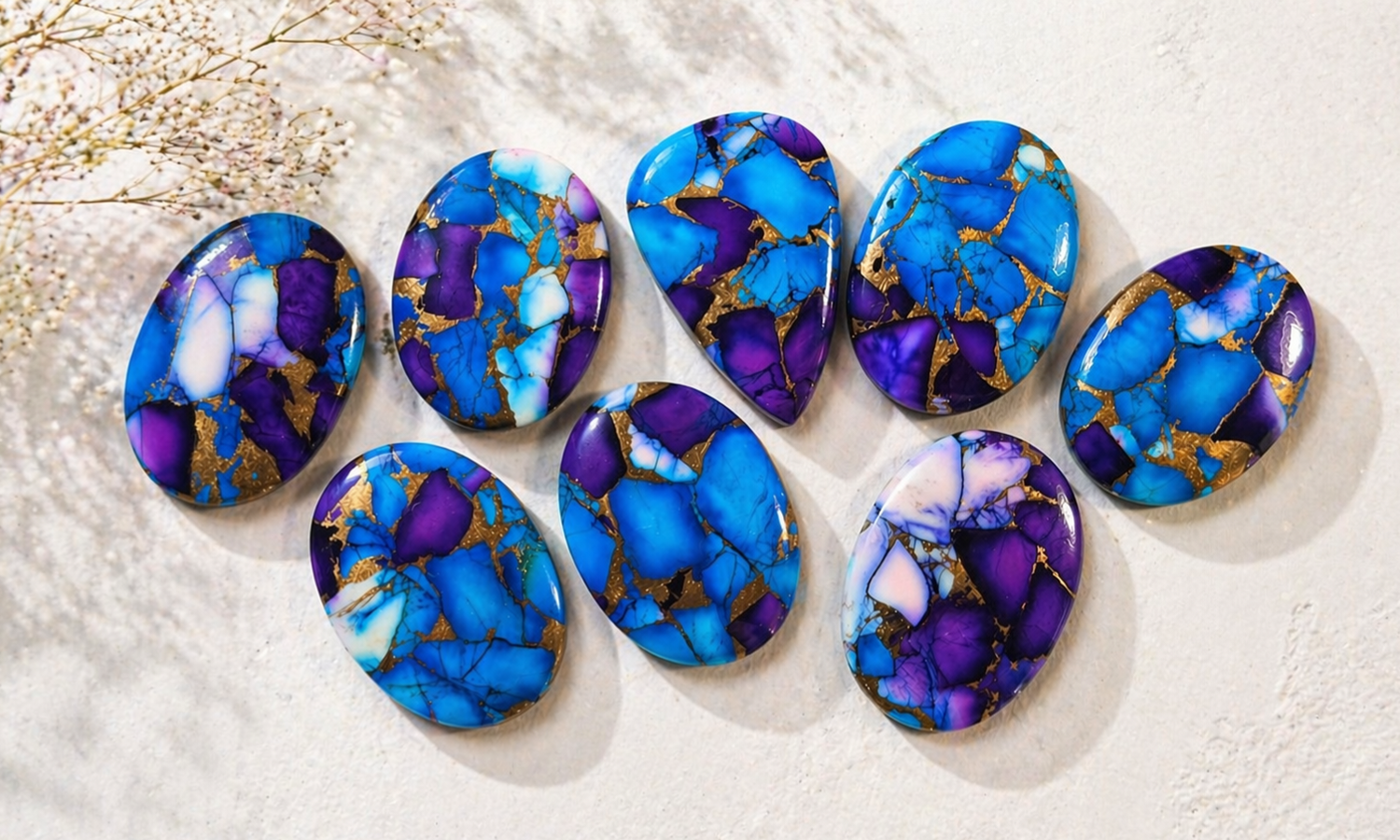 Violet Blue Dahlia Cabochons