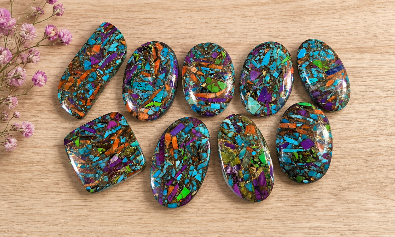 Multicolor Mosaic Cabochons