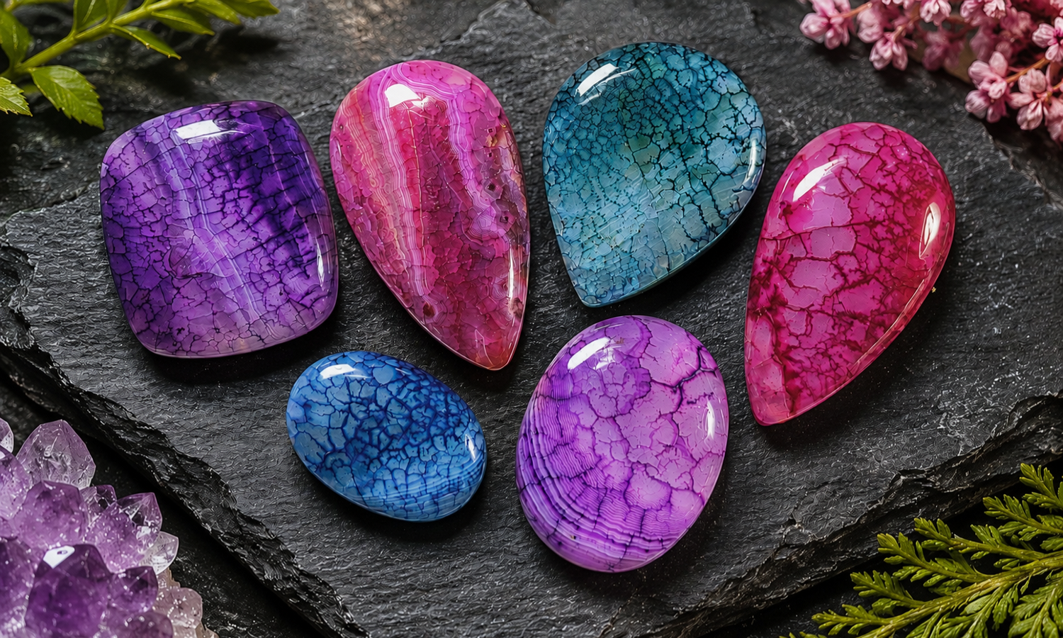 Dragon Vein Agate Cabochons
