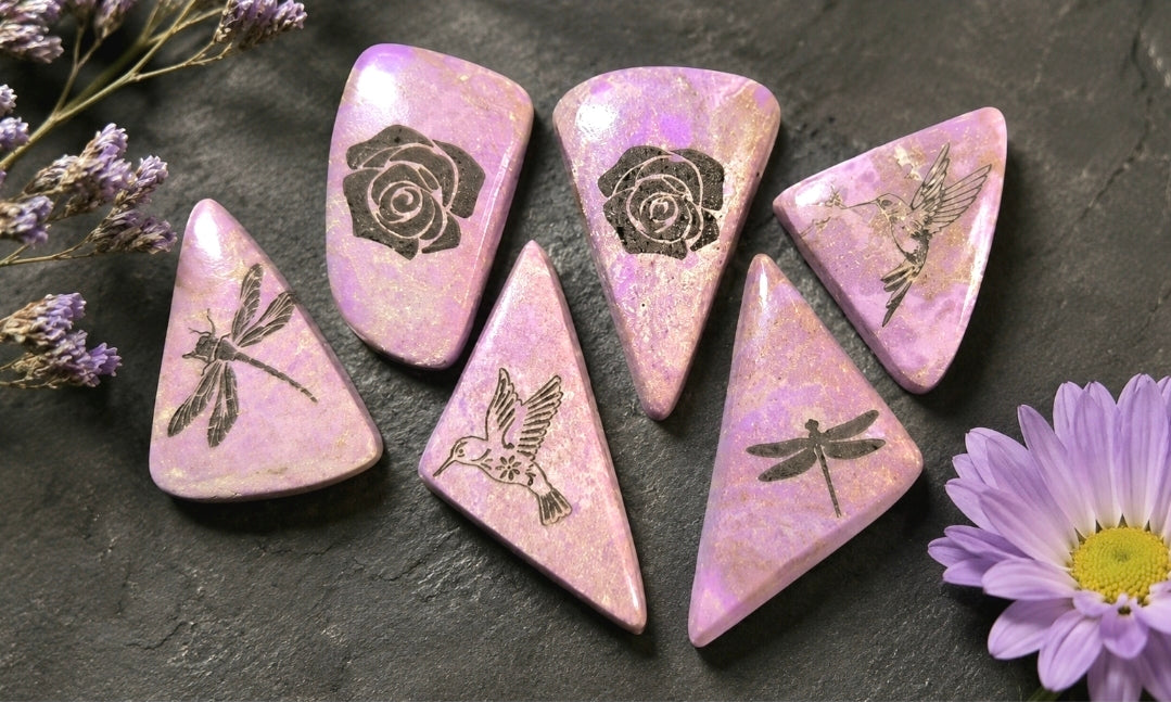 Engraved Phosphosiderite Cabochons