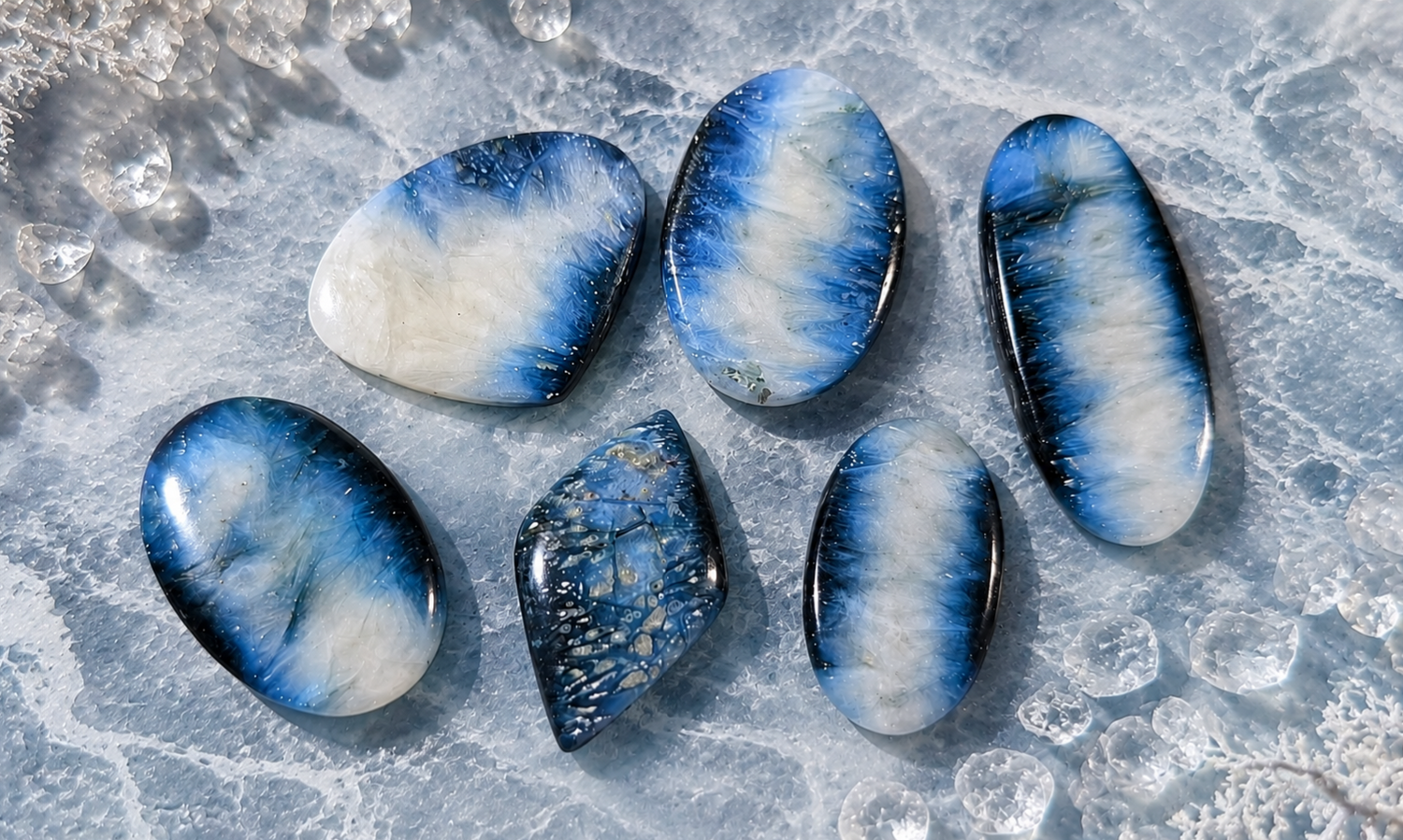 Ice Blue Quartz Cabochons