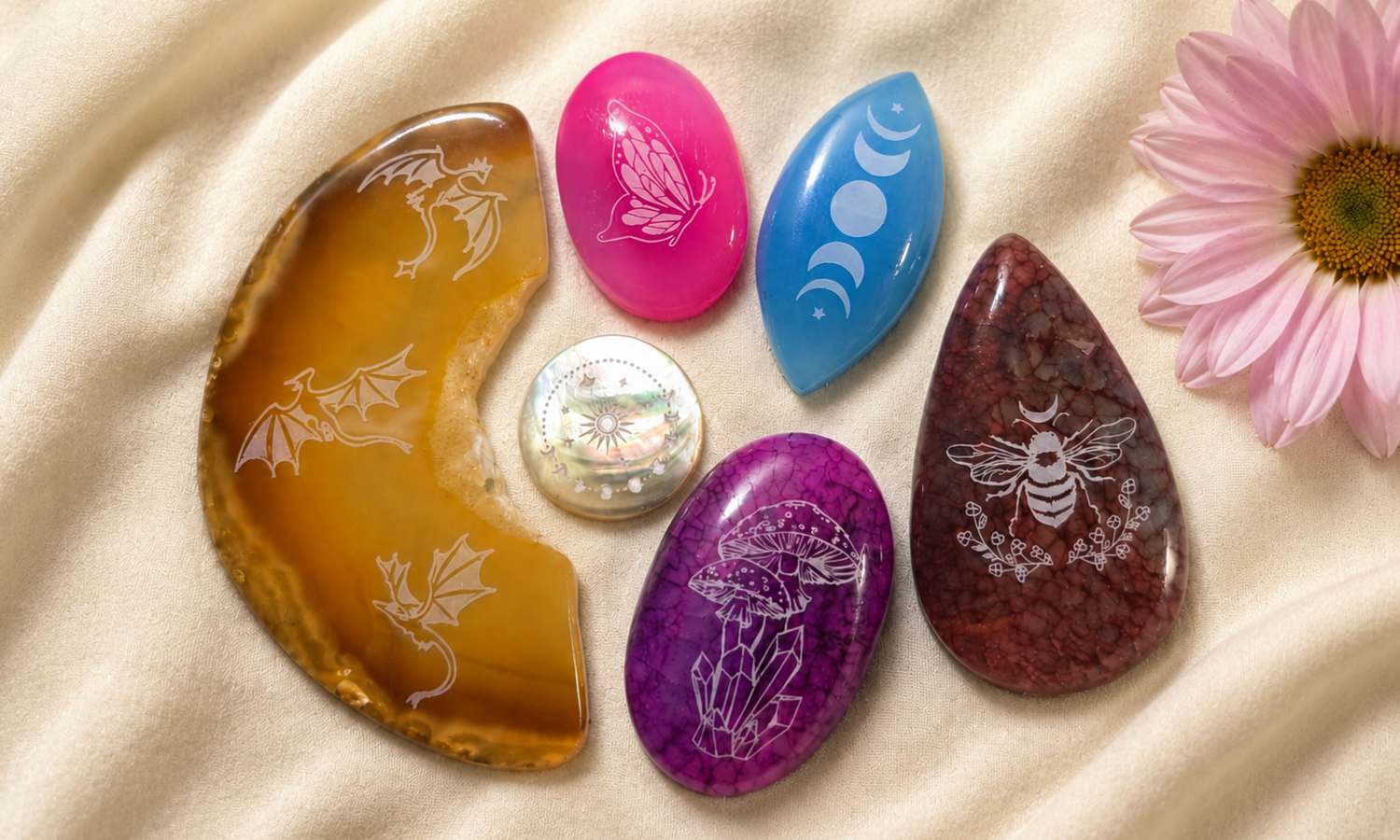 Assorted Engraved Cabochons