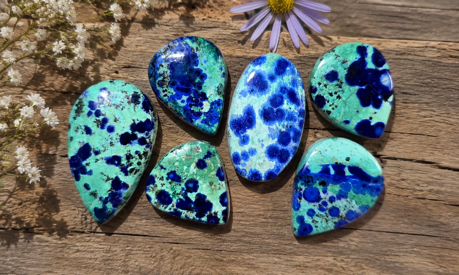 Bluebird Azurite Malachite Cabochons