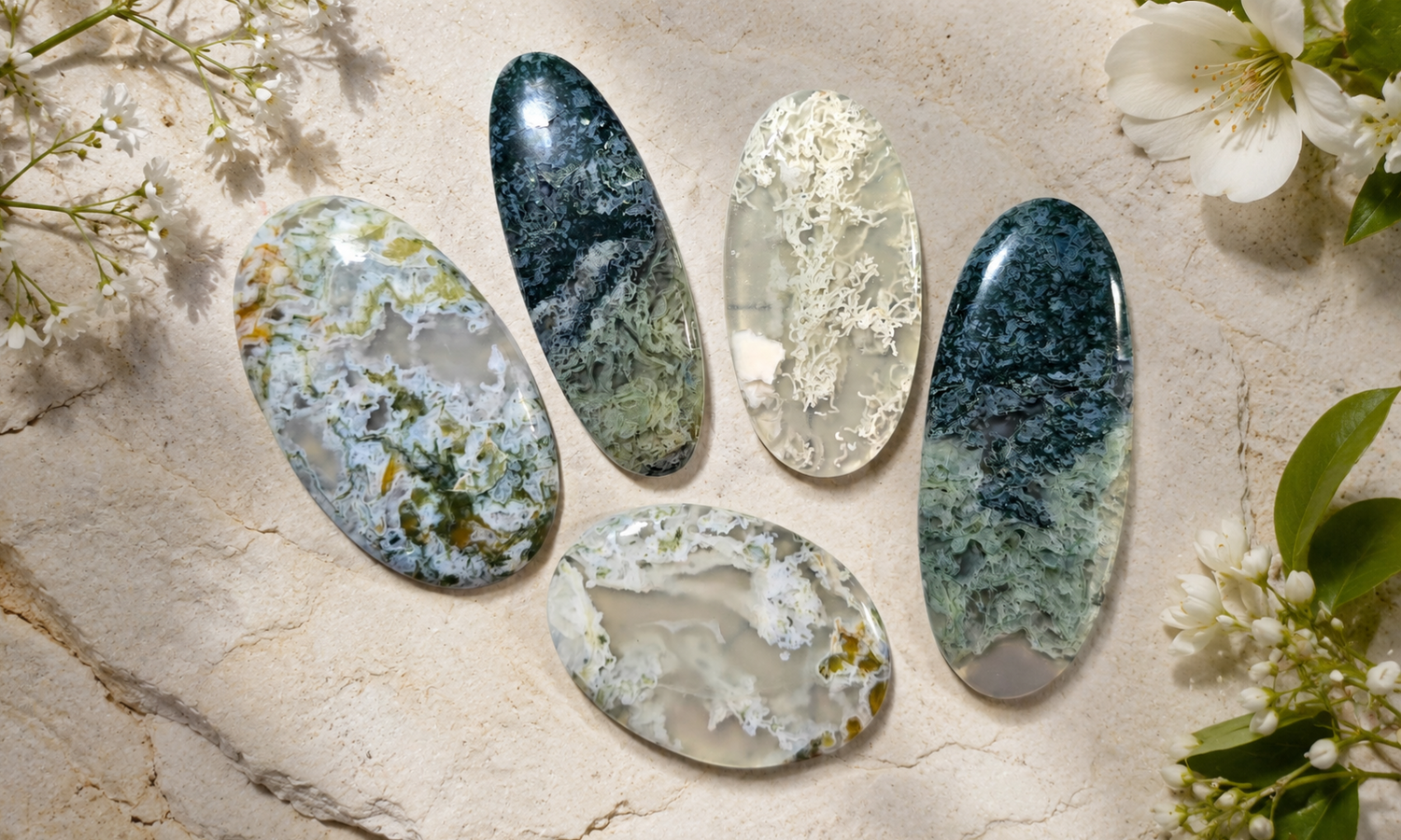 Indonesian Moss Agate Cabochons