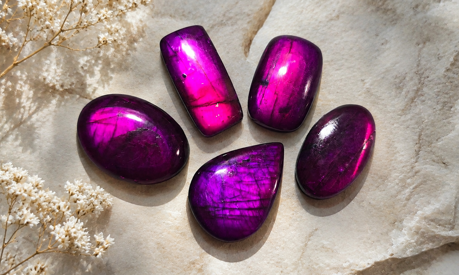 Purple Coated Labradorite Cabochons