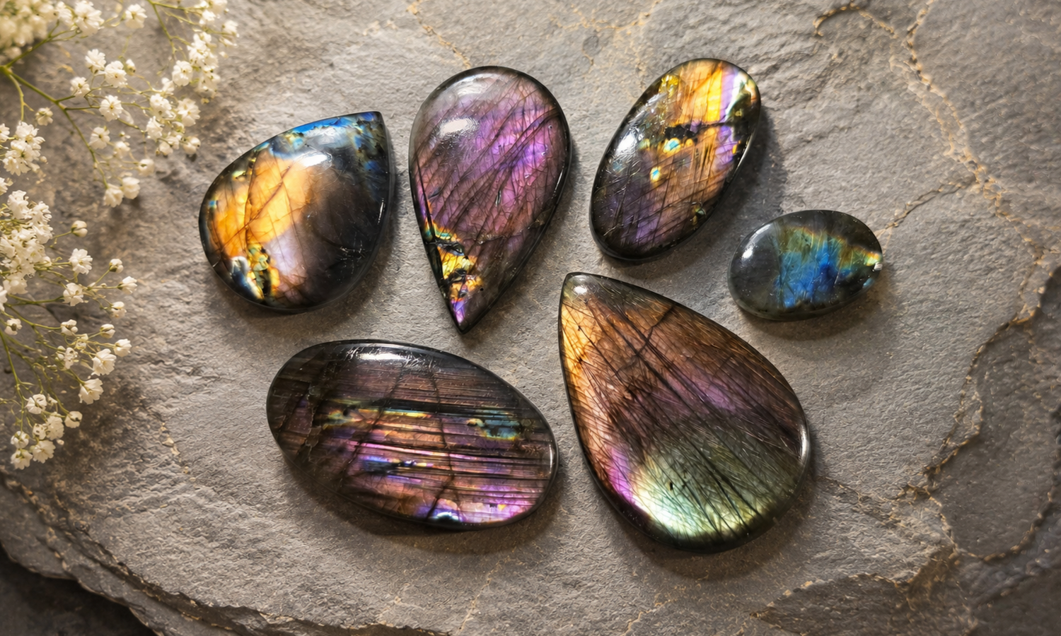 Purple Spectrolite Labradorite Cabochons
