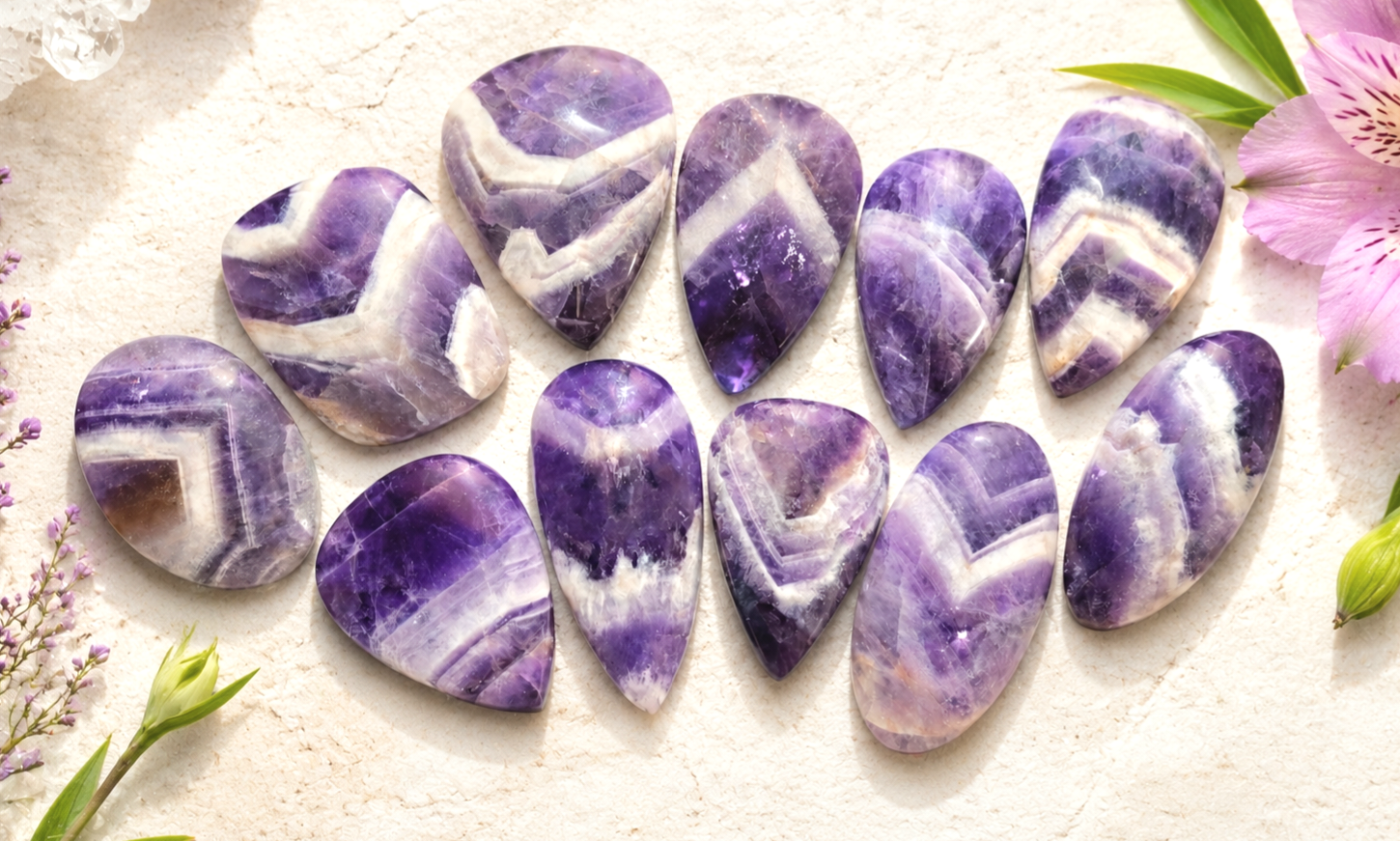 Chevron Amethyst Cabochons
