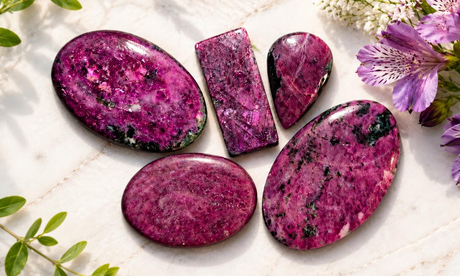 Ruby Zoisite - Ruby Dominant Cabochons