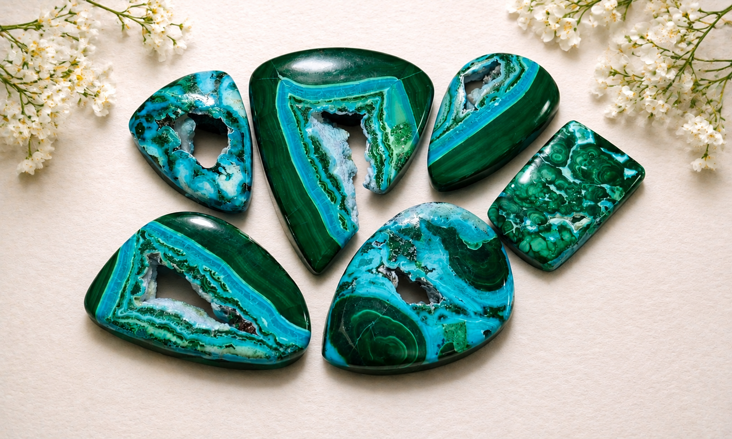 Chrysocolla Malachite Druzy Cabochons