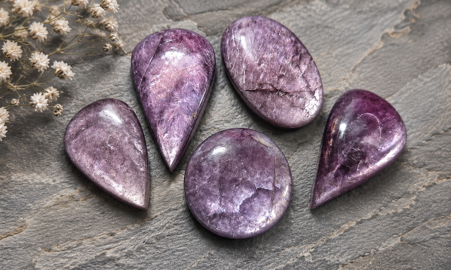 Lepidolite Mica Cabochons