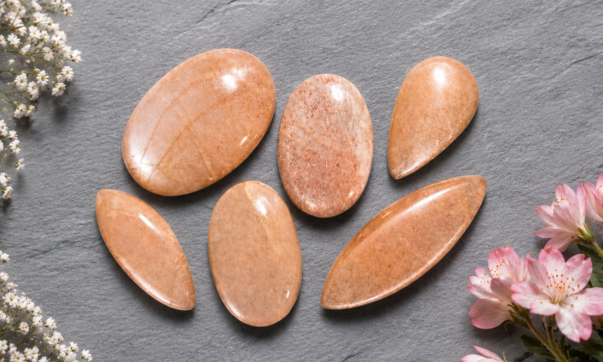 Peach Moonstone Cabochons