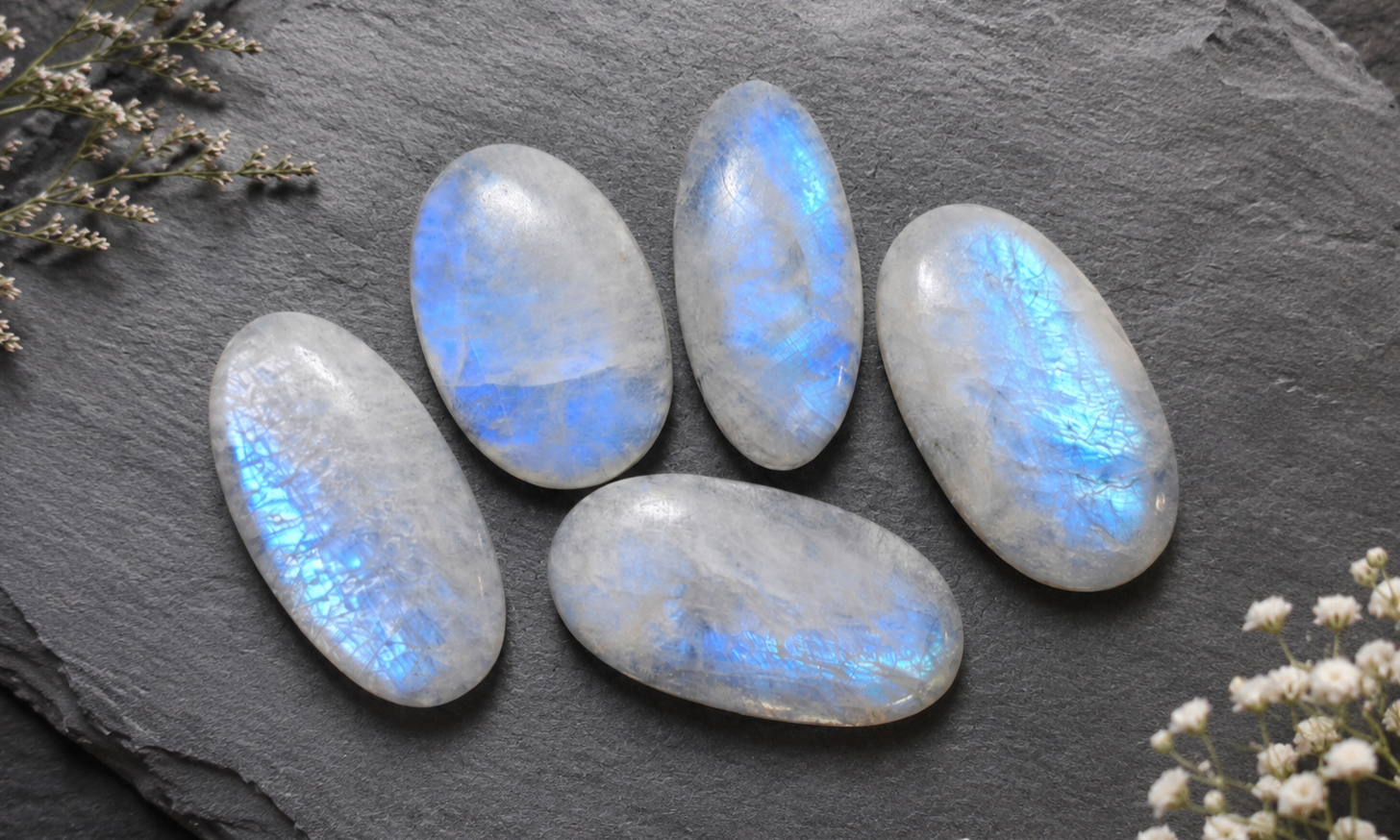 Blue Flash Moonstone Cabochons