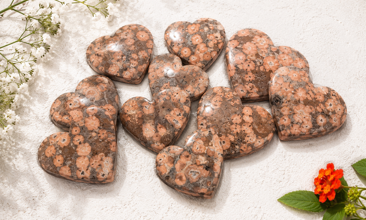 Poppy Jasper Heart Cabochons