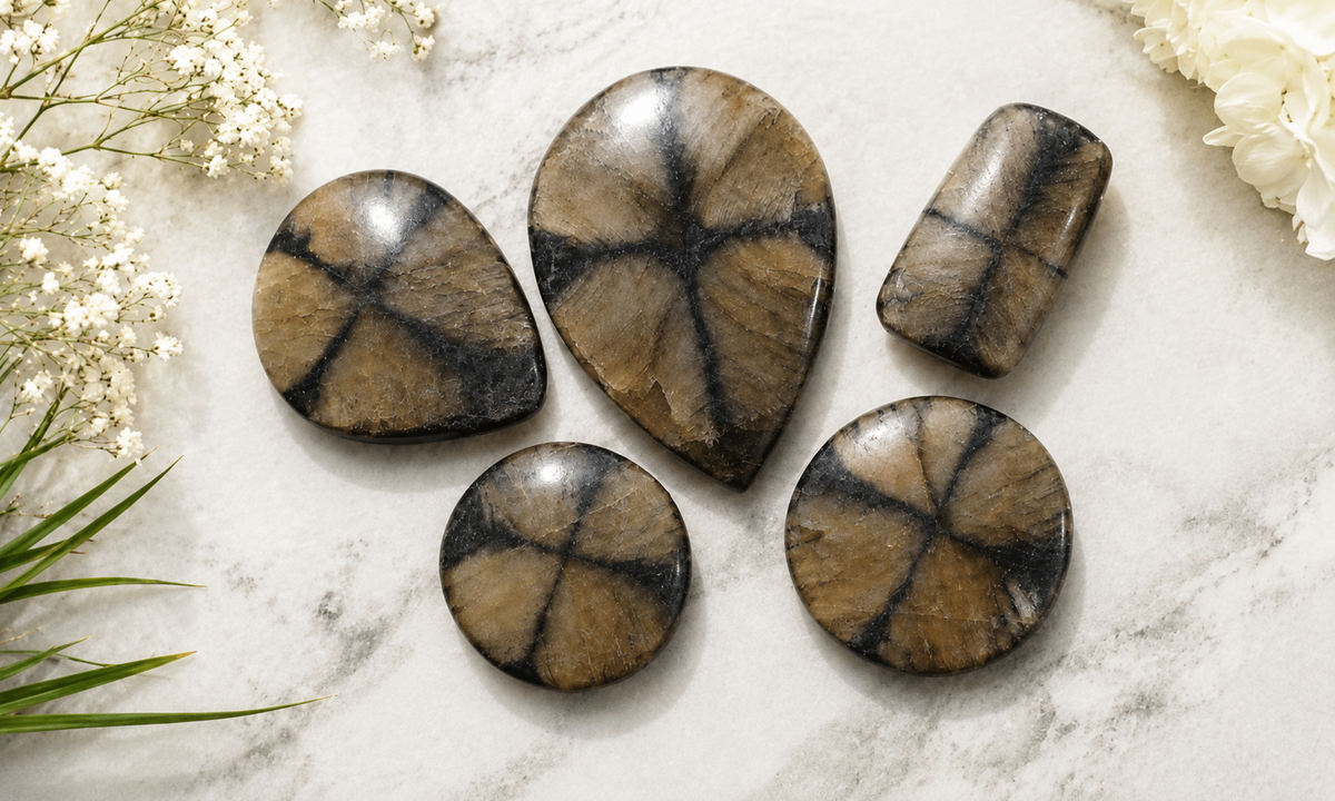 Chiastolite Cross Stone Cabochons