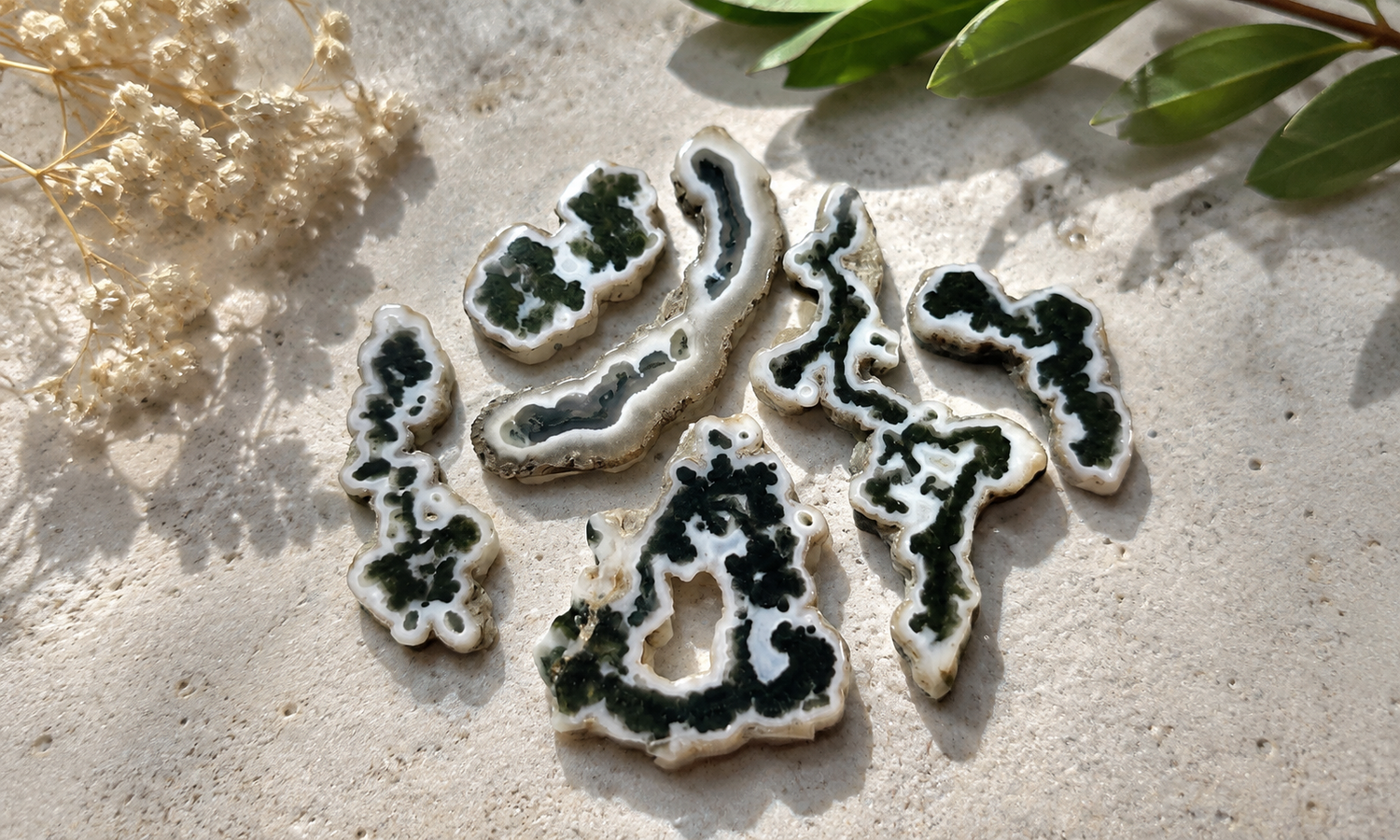 Moss Agate Stalactite Slices